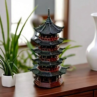 新年装饰中式古典仿真宝塔摆件客厅书房装饰品多层塔楼景观工艺品
