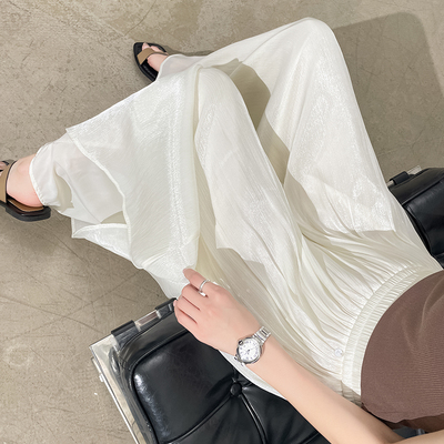 流光纱冰丝阔腿裤女夏季薄款高腰