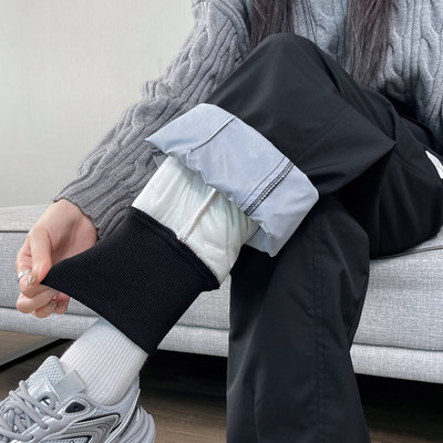 黑色工装羽绒裤女外穿冬季