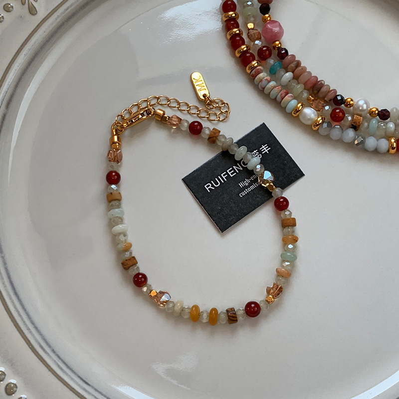 天然石串珠淡水珍珠手链叠戴女款