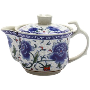 精选青花瓷中式复古陶瓷小号茶壶单壶盖碗冲茶泡茶带把手家用功夫