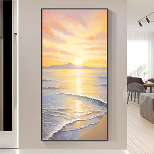 日出东方海景入户玄关装饰画寓意好进门走廊过道挂画东墙入门壁画