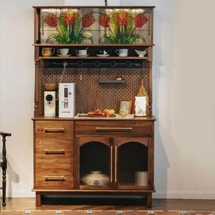 物应郁金香餐边柜一体靠墙客厅柜子黑胡桃木实木家用收纳柜储物柜