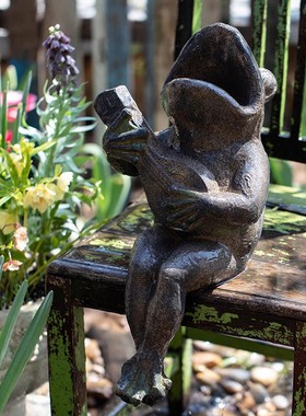 掬涵弹琴青蛙花盆器摆件庭院花园艺杂货别墅户外墙壁装饰招财创意