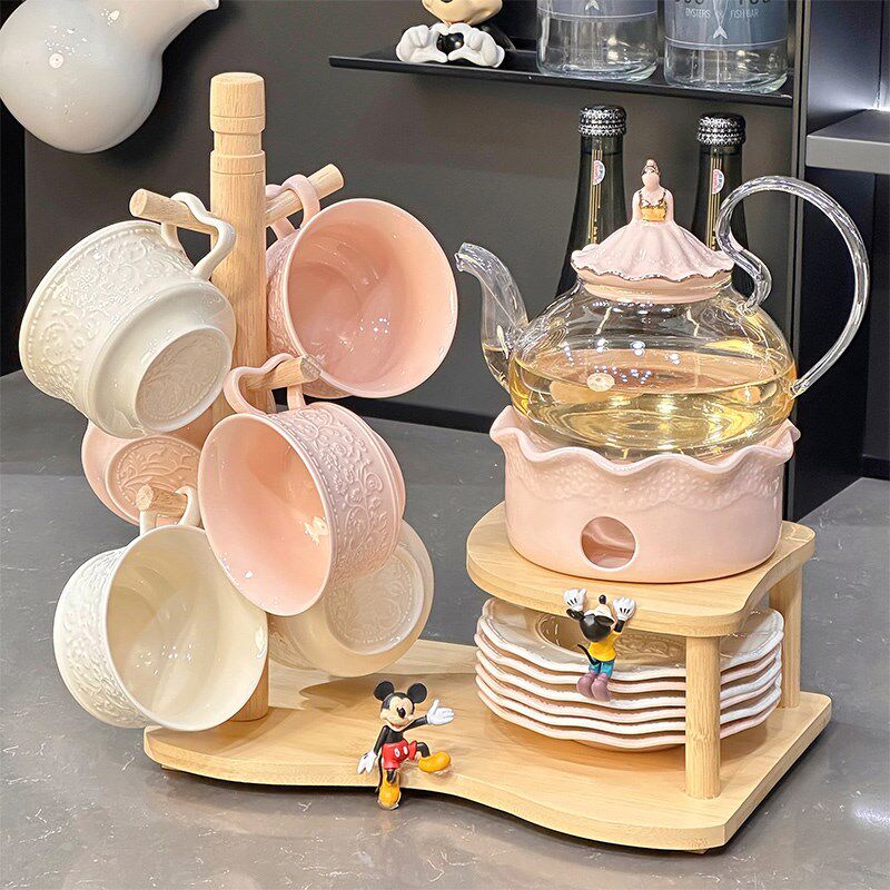 2025新款精致下午茶茶具茶杯套装耐高温水果花茶壶养生壶蜡烛加热