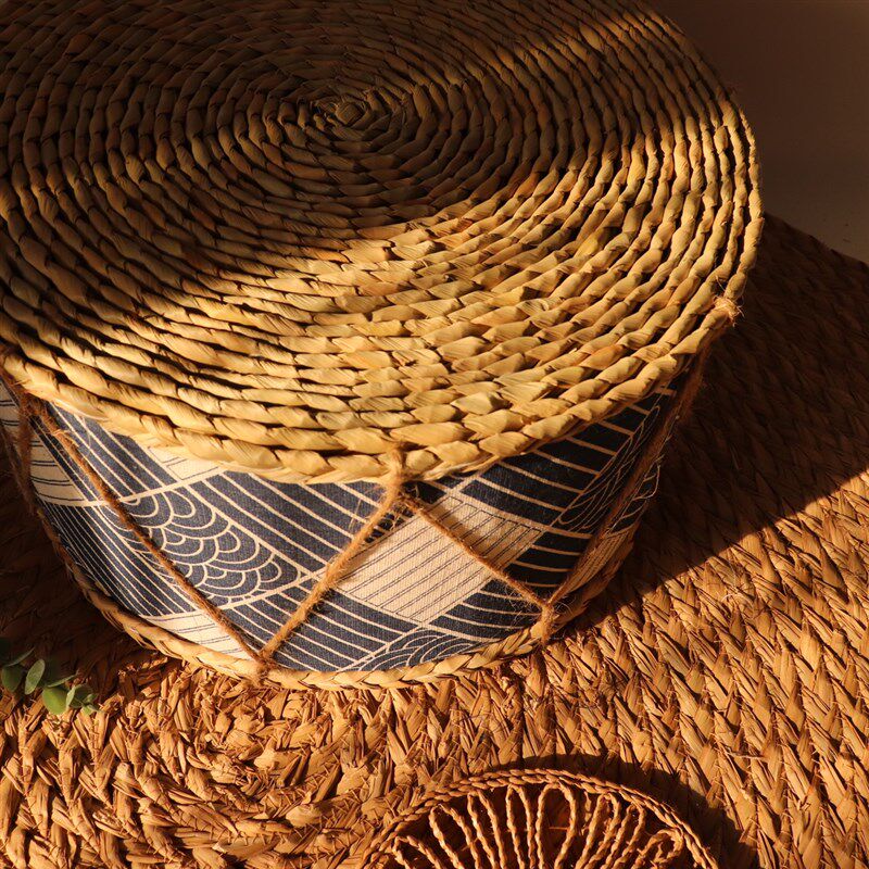 蓝色民族风榻榻米蒲团编织座墩民宿草编阳台飘窗沙发墩坐垫加厚