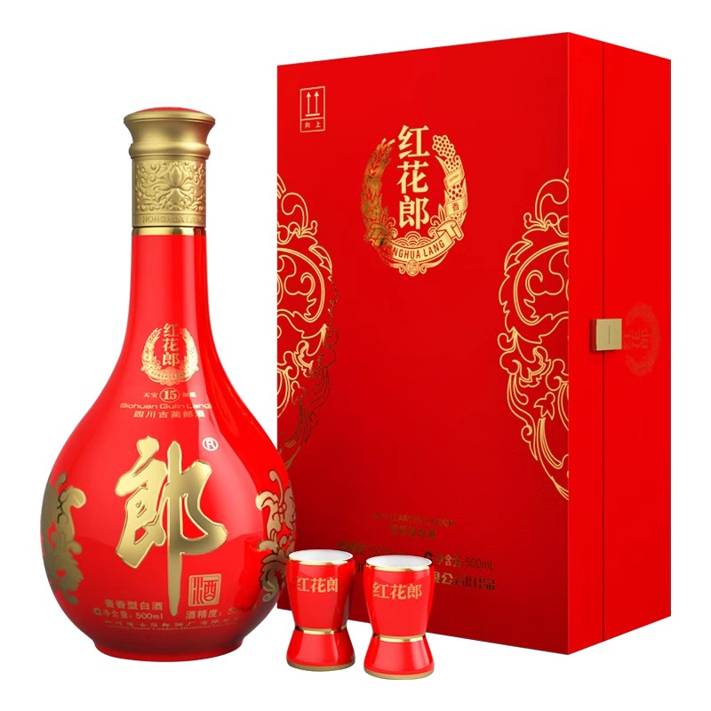 郎酒红花郎15十五年53度酱香型500ml*1瓶礼盒装白酒送礼宴请正品