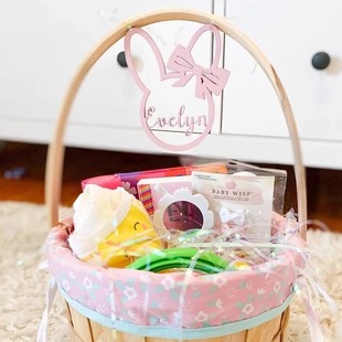 个性化的木制名称标签,个性化的复活节篮子名称标签