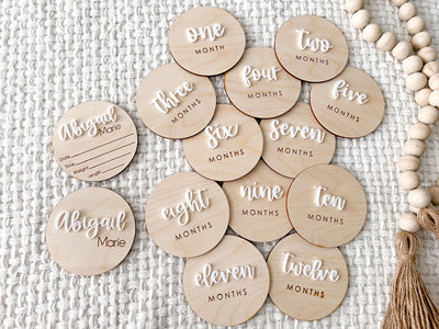 ins森系宝宝满月派对木制数字month新生儿拍摄道具场景12个月