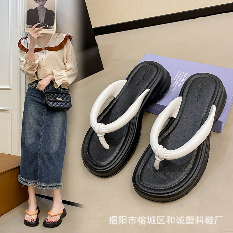 德式EVA 人字拖女夏季松糕厚底增高凉拖沙滩坡跟实力夹趾拖鞋跨境