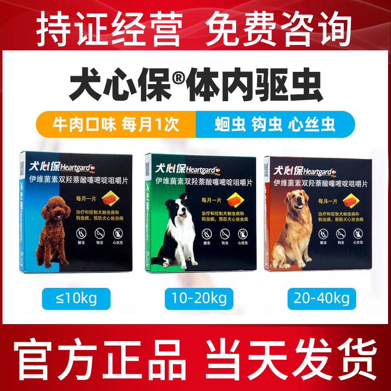 犬心保狗狗体内驱虫药泰迪金毛小中大型犬通用打虫药宠物犬福来恩