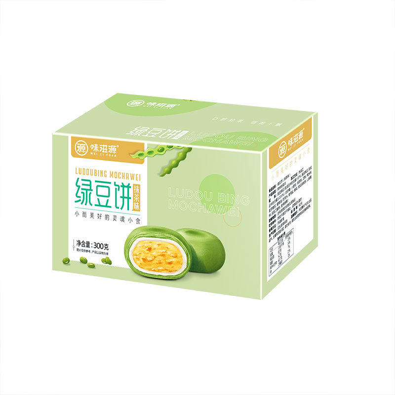 味滋源绿豆饼盒装原味冰皮绿豆糕抹茶味早餐面包休闲零食小吃
