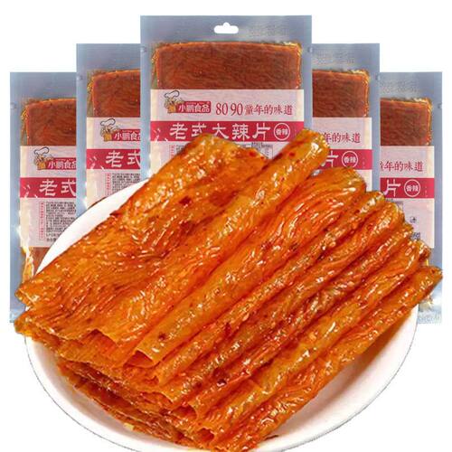 网红食品小鹏老式大辣片甜辣味手撕麻辣豆皮辣条80后90后怀旧零食