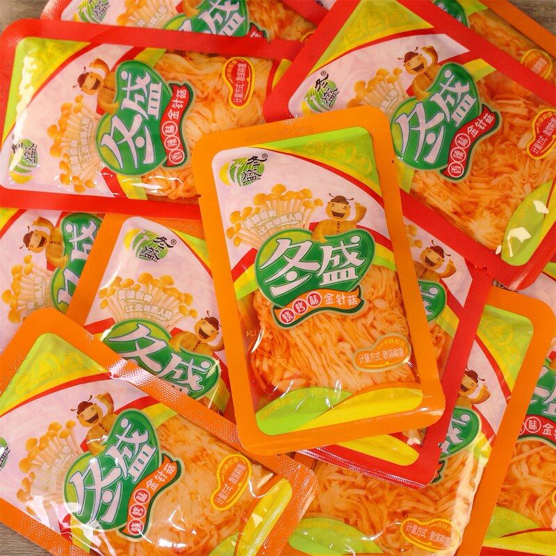 包邮冬盛香辣金针菇3斤装大容量香辣红油下饭菜拌饭拌面即食小吃