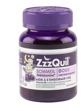 法国ZzzQuil Sommeil褪黑素助眠软糖无香精防腐剂4岁以上儿童成人