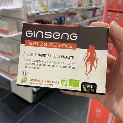法国本土版Santé Vert GINSENG 人参保健品增加免疫力和活力10支