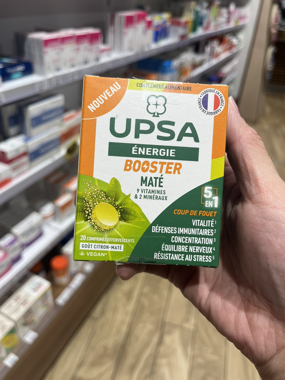 法国本土版 UPSA能量复合维生素Booster泡腾片柠檬口味 每盒20片