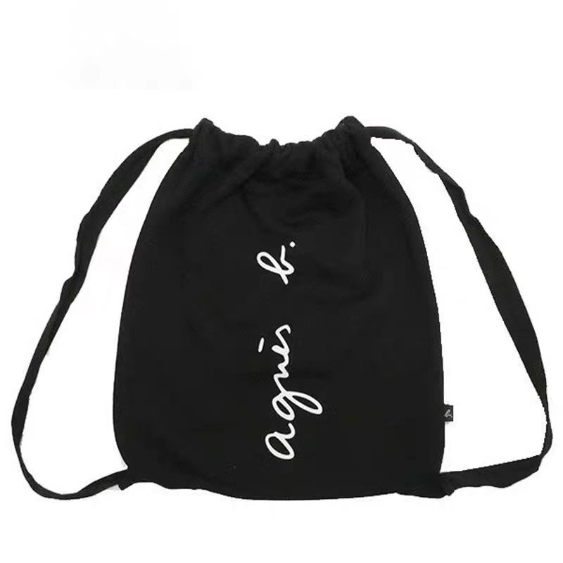 清！日本ab抽绳束口袋购物背包双肩包帆布拉绳大容量妈咪收纳袋