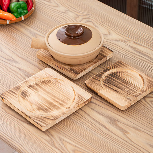 砂锅木托盘隔热垫炭烧木托