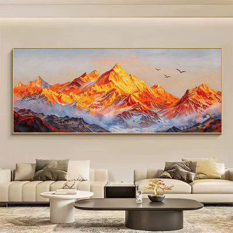 大芬村手绘日照金山客厅油画图片