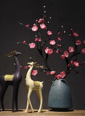 有艺术感的摆件中式陶瓷摆设花瓶仿真花轻奢摆件现代餐厅茶几博古