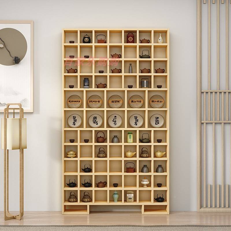 定木架多格新式宝茶壶陶酒艺实茶格中展示装架民制宿店饼64875子