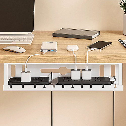 桌下走线路由器桌底理线器固定