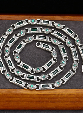 新款复古项链土耳其风镶绿色锆石