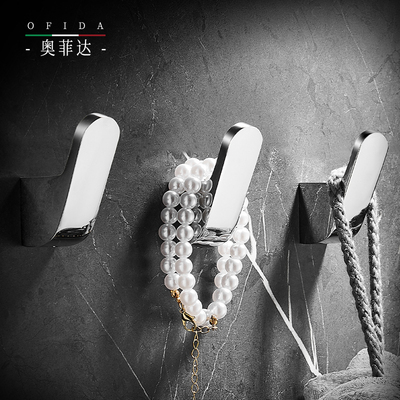 全铜挂钩玄关免打孔钥匙单钩浴室卫生间创意衣帽钩门后单个挂衣钩