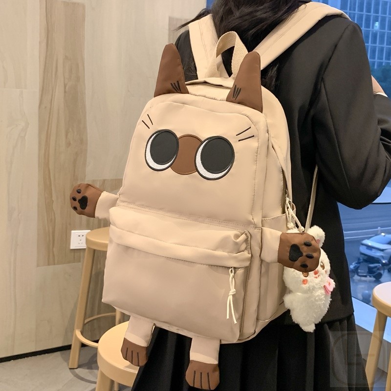 日系ins卡通暹罗猫双肩包初中生高中学生书包大容量可爱少女背包