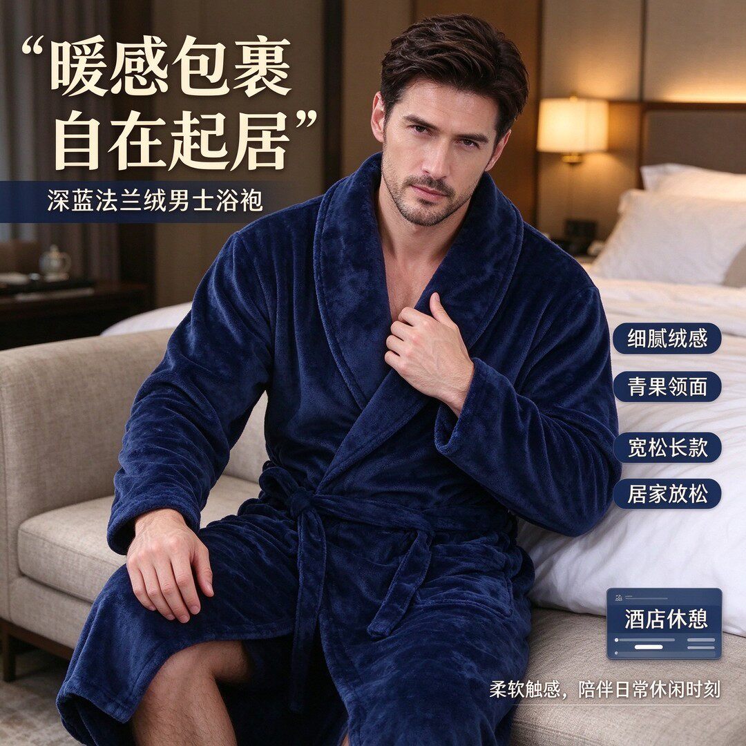 秋冬男士大码加绒加长浴袍