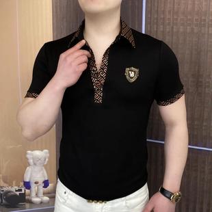 轻奢polo衫 天骏百货男装 新款 男士 商务休闲刺绣翻领T恤潮 休闲小衫