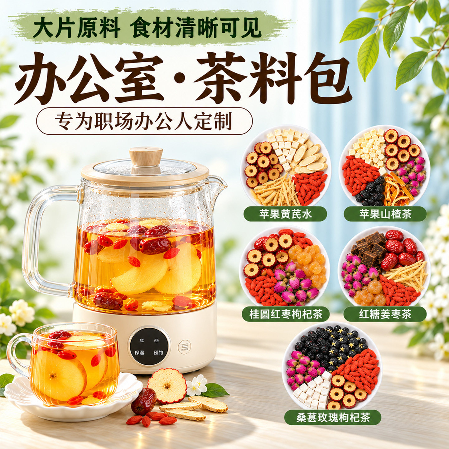 办公室养生茶茶包苹果黄芪水适合女生喝的秋冬养生壶茶料包煮茶包