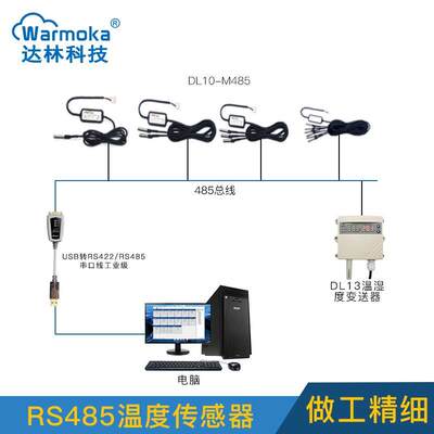 DL10-M485温度传感器变送器modbus RTU工业测温计防水防尘高精度