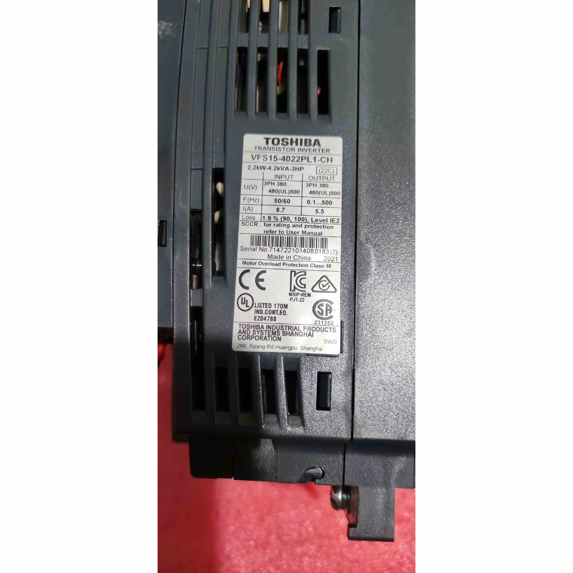 拆机东芝变频器 VFS15-4022PL1- CH 2，不是实价