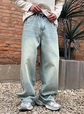 2025春款潮牌牛仔裤浅色重度水洗街头Cleanfit宽松MTOS男女休闲