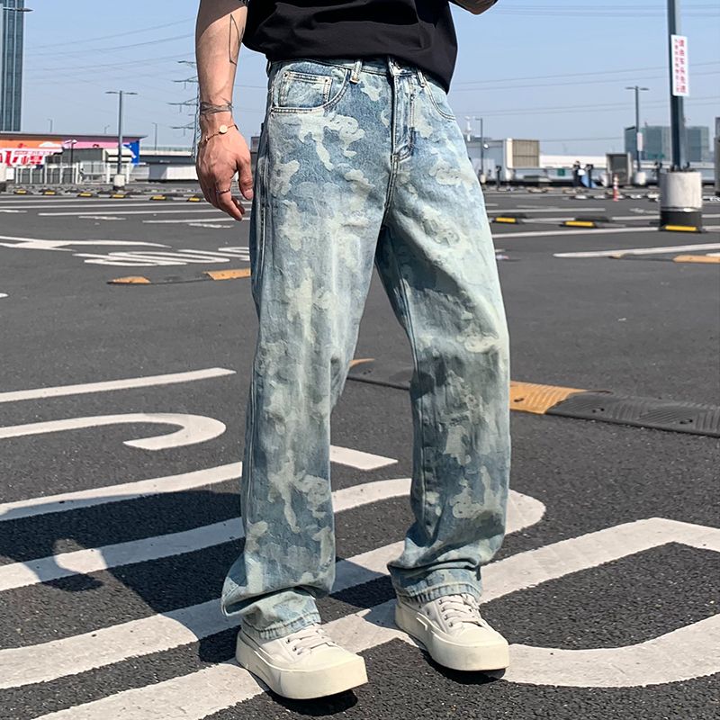 巴黎风潮牌美式复古牛仔裤