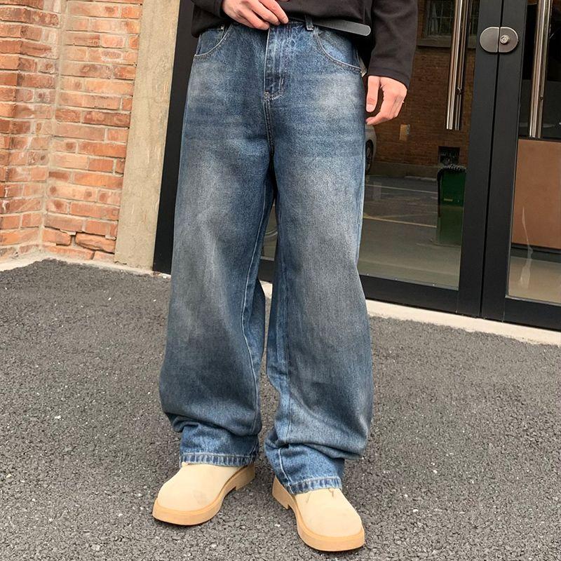 巴黎风同款新款潮流水洗牛仔裤