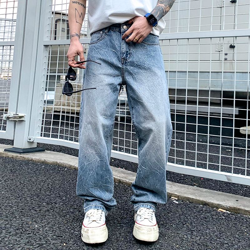 巴黎风潮牌美式复古牛仔裤