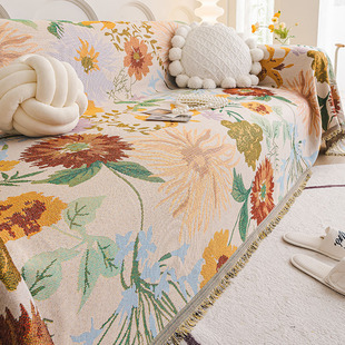 美式沙发巾复古轻奢高级沙发垫法式沙发盖布盖毯油画盖巾新款套罩