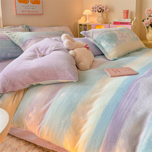 定做订制秋冬加厚牛奶绒四件套榻榻米高低床包组拼接床笠款宝宝绒