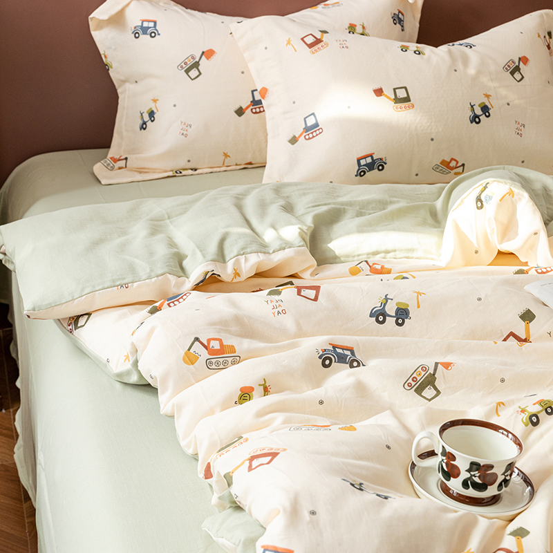 订制A类全棉纯棉双层纱布四件套