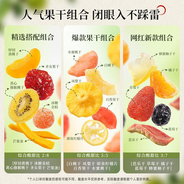 牧果人一包果满混合果干散装白桃干猕猴桃干百香果干蜂蜜柚子干A