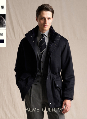 Acme cultum羊绒面料貂绒里羊皮拼接加厚充绒滑雪夹克男冬季外套