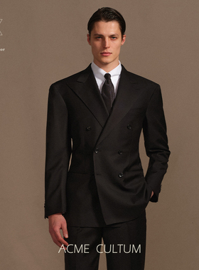 Acme cultum绅士盔甲进口130S羊毛双排扣宽肩西服套装男正装结婚