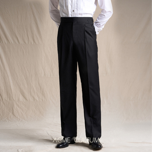 男结婚正装 Acme cultum纯羊毛120S丝光垂感单褶裥直筒礼服西裤