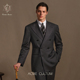 男正装 Acme cultum绅士盔甲120S羊毛人字纹双排扣宽肩西服套装