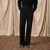 男正装 长裤 厚款 法兰绒高腰双褶西裤 丝滑驼绒精纺 AC毛绒丝冬季