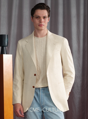 Acme cultum纯柞蚕丝绢纺复古意式单排白西服男休闲老钱正装外套