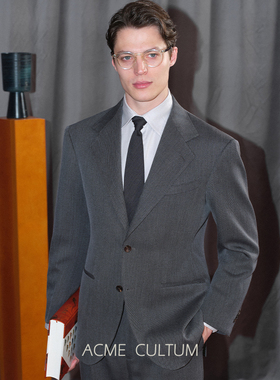 Acme cultum绅士盔甲纯羊毛骑兵斜纹宽肩西服套装男商务正装外套